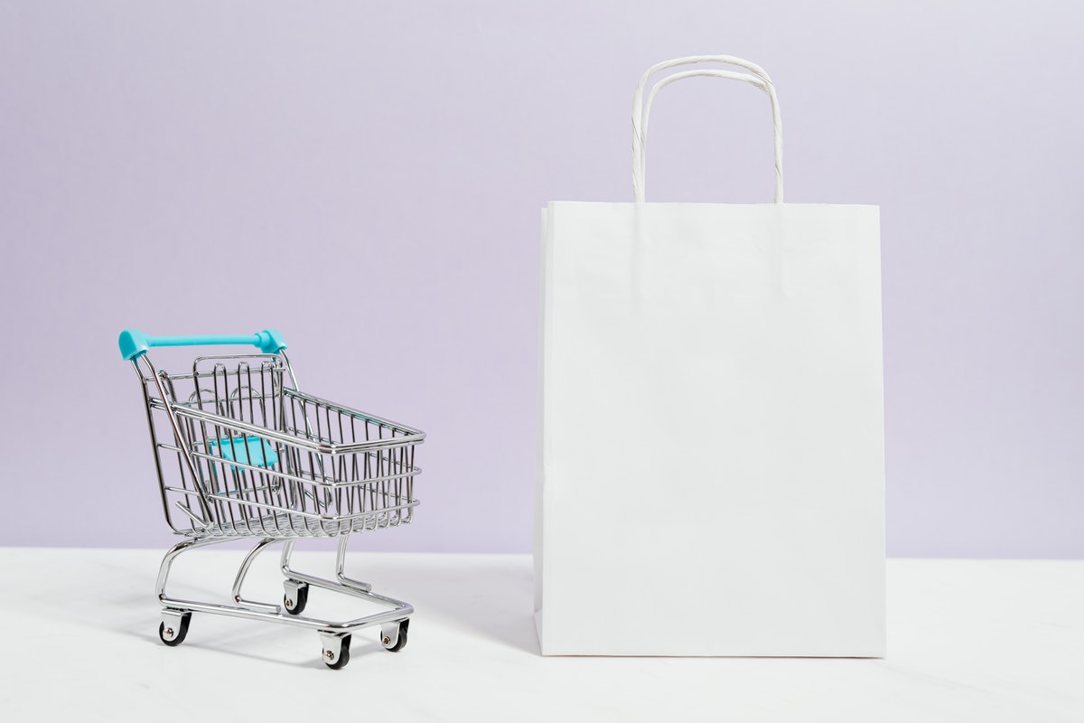 shopping cart and bag